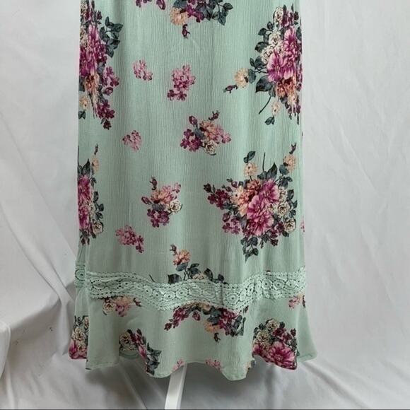 Altar’d State Pale Green Floral Lace Prairie Boho Cottage Maxi Dress NWOT Size S - Picture 4 of 12
